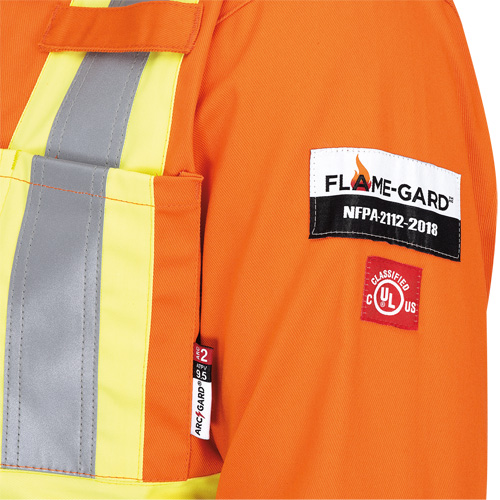 5555 Combinaison de s&eacute;curit&eacute; &agrave; haute visibilit&eacute; ignifuge et anti-arcs &eacute;lectriques, Taille 36, Orange haute visibilit&eacute;, 11 cal/cm² Meunier Outillage Industriel