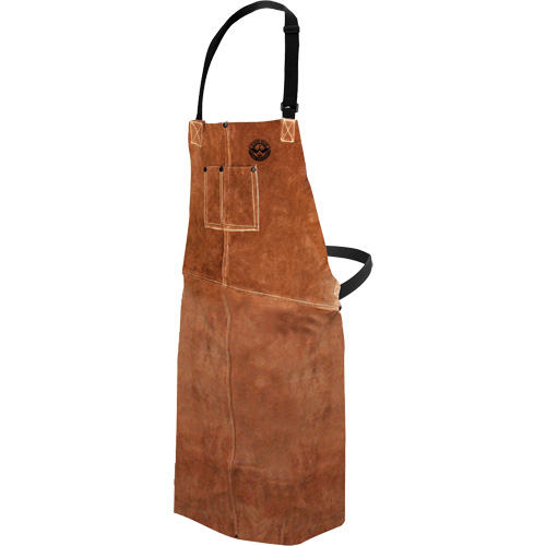 Tablier de soudage en cuir, Salopette, 36" lo, Brun Meunier Outillage Industriel