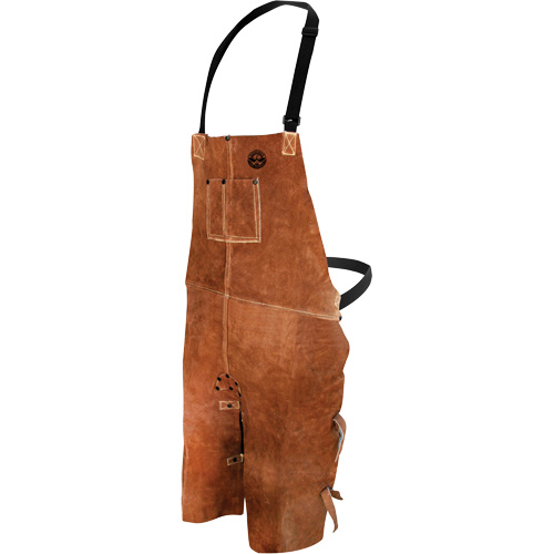 Tablier de soudage en cuir, Salopette &agrave; jambes fendues, 36" lo, Brun Meunier Outillage Industriel