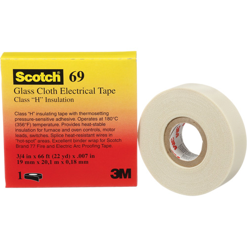 Ruban en tissu de verre Scotch, 19 mm (3/4") la x 20 m (66') lo, 7 mils, Blanc Meunier Outillage Industriel