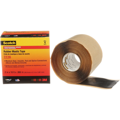 Scotch&reg; Rubber Mastic Tape 2228, 50.8 mm (2") x 3 m (10'), Black Meunier Outillage Industriel