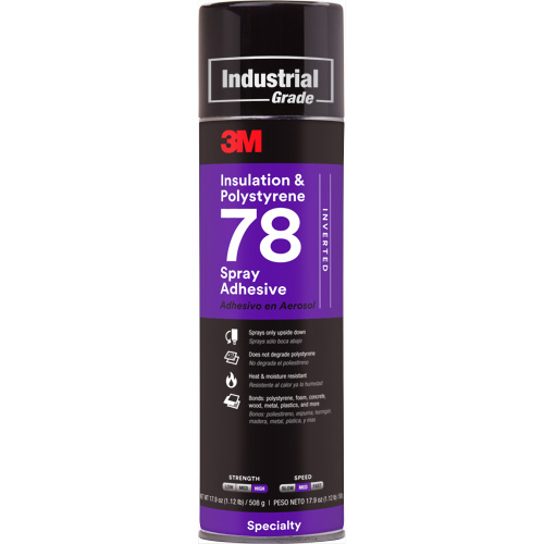 Polystyrene Foam Insulation 78 Spray Adhesive, 24 oz., Aerosol Can, Clear Meunier Outillage Industriel