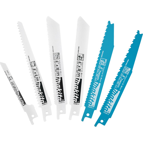 Ensemble de 6 lames pour scie alternative, Bim&eacute;tal, 6-18 Dents par pouce, 6"/3-1/2" lo x 3/4" la Meunier Outillage Industriel