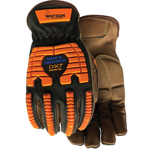 Gants antichocs Drill Sergeant, Grand, Paume en Cuir fleur, Poignet &agrave; enfiler Meunier Outillage Industriel