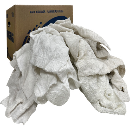 Boîte de chiffons d'essuyage, Tissu &eacute;ponge, Blanc, 10 lb Meunier Outillage Industriel
