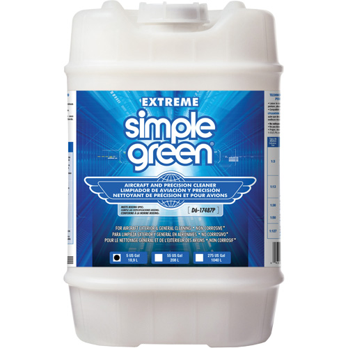 Produit nettoyant de pr&eacute;cision et pour a&eacute;ronefs Extreme Simple Green, 5 gal., Cruche Meunier Outillage Industriel