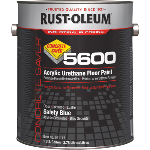 Concrete Saver 5600 System Acrylic Floor Paint, 1 gal., Water-Based, Gloss, Blue Meunier Outillage Industriel