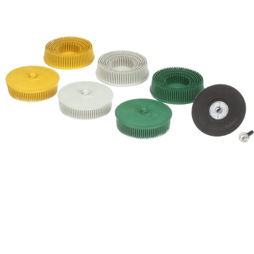 Roloc Bristle Disc Kit, Aluminum Oxide, Several Grit, 3" Dia. Meunier Outillage Industriel