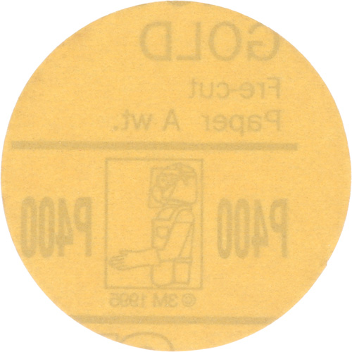 Gold Hookit Disc, 3" Dia., P400 Grit, Aluminum Oxide, C-Weight Meunier Outillage Industriel