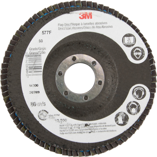 Flap Wheels - 577F Flap Discs, 4-1/2" x 7/8", Type 29, 60 Grit, Zirconium Meunier Outillage Industriel