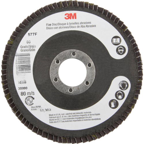 Flap Wheels - 577F Flap Discs, 4-1/2" x 7/8", Type 29, 80 Grit, Zirconium Meunier Outillage Industriel