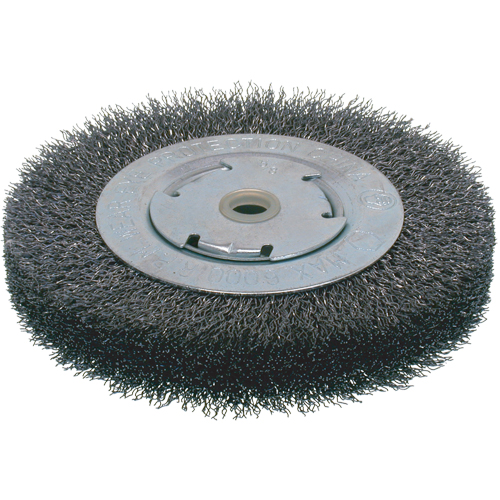 Economy Crimped Wire Wheel Brushes - Wide Face, 8" Dia., 0.014 Fill, 2" Arbor Meunier Outillage Industriel