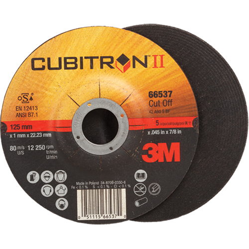 Cut-Off Wheels - CubitronII, 5" x 0.045", 7/8" Arbor, Type 27, Ceramic, 12250 RPM Meunier Outillage Industriel