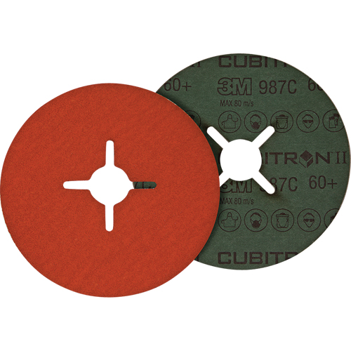 Cubitron II Fibre Discs - 987C, Ceramic Grain, 80+, 7" Dia x 7/8" Arbor Meunier Outillage Industriel