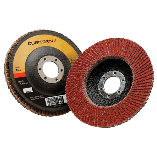 Disque &agrave; lamelles 967A T29 Cubitron II, 5" x 7/8", Type 29, Grain 40+, C&eacute;ramique Meunier Outillage Industriel