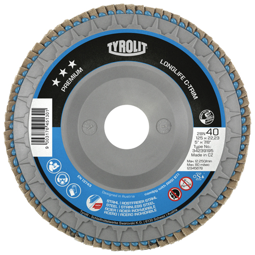 Heavy-Duty C-Trim Flap Disc, 7" x 7/8", Type 29, 40 Grit, Zirconium Meunier Outillage Industriel