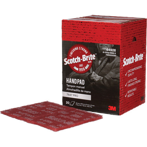 Scotch-Brite 7447 Hand Pads, Aluminum Oxide, 9" x 6", Very Fine Grit Meunier Outillage Industriel