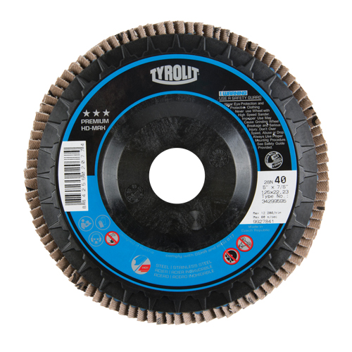 Flap Disc, 5" x 7/8", Type 27, 40 Grit, Zirconium Meunier Outillage Industriel