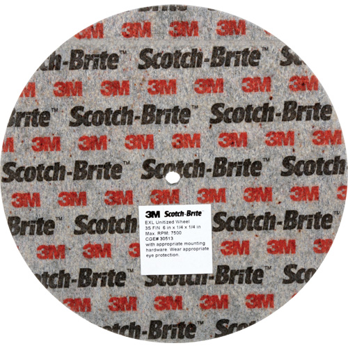 Meule unitaris&eacute;e EXL Scotch-Brite, 6" x 1/4", Arbre de 1/4", Grain de Fin, Carbure de silicium Meunier Outillage Industriel