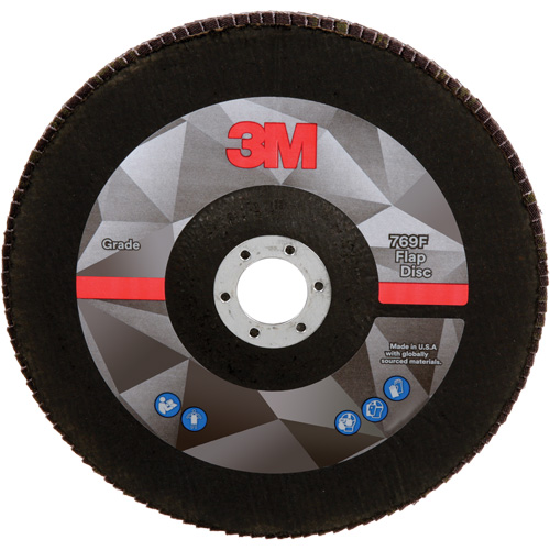 Disque &agrave; lamelles &agrave; changement rapide 769F, 7" x 7/8", Type 27, Grain 60+, Oxyde d'aluminium/C&eacute;ramique Meunier Outillage Industriel