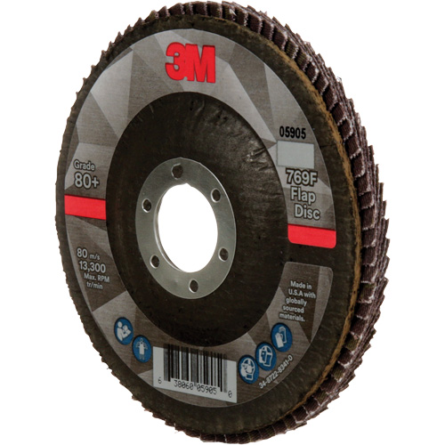 769F Quick Change Flap Disc, 4-1/2" x 7/8", Type 27, 80+ Grit, Ceramic Meunier Outillage Industriel