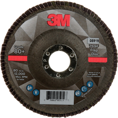 769F Quick Change Flap Disc, 5" x 7/8", Type 27, 80+ Grit, Ceramic Meunier Outillage Industriel