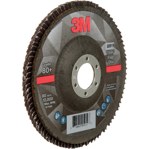 769F Quick Change Flap Disc, 5" x 7/8", Type 27, 80+ Grit, Ceramic Meunier Outillage Industriel