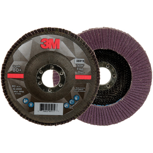 769F Quick Change Flap Disc, 5" x 7/8", Type 27, 80+ Grit, Ceramic Meunier Outillage Industriel