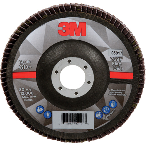 Disque &agrave; lamelles &agrave; changement rapide 769F, 5" x 7/8", Type 29, Grain 60+, C&eacute;ramique Meunier Outillage Industriel