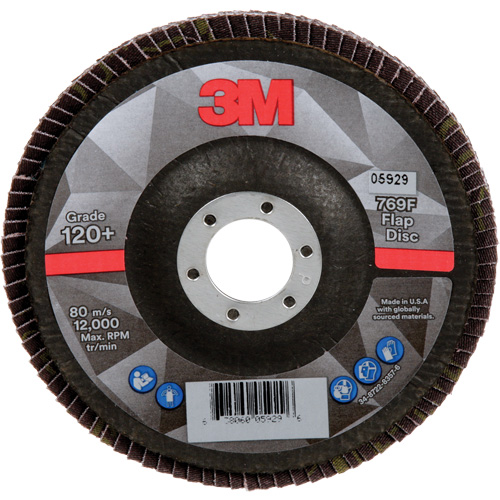 Disque &agrave; lamelles &agrave; changement rapide 769F, 5" x 7/8", Type 29, Grain 120+, C&eacute;ramique Meunier Outillage Industriel