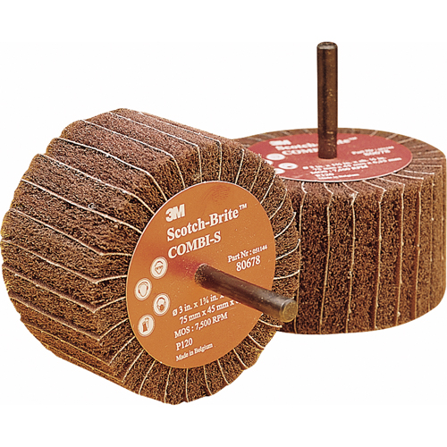 Combi Wheels, 3" Dia. x 1-3/4" W, 1/4" Arbor, Aluminum Oxide Meunier Outillage Industriel