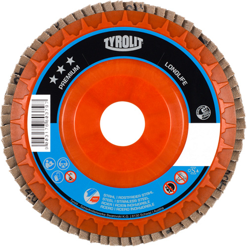 Disque &agrave; lamelles de premi&egrave;re qualit&eacute; LongLife, 4-1/2" x 7/8", Type 27, Grain 120, Zirconium Meunier Outillage Industriel