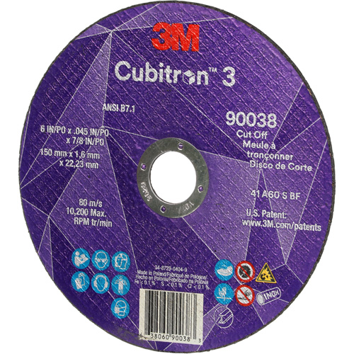 Cubitron 3 Cut-Off Wheel, 6" x 0.045", Type T27, Ceramic, 10200 RPM Meunier Outillage Industriel