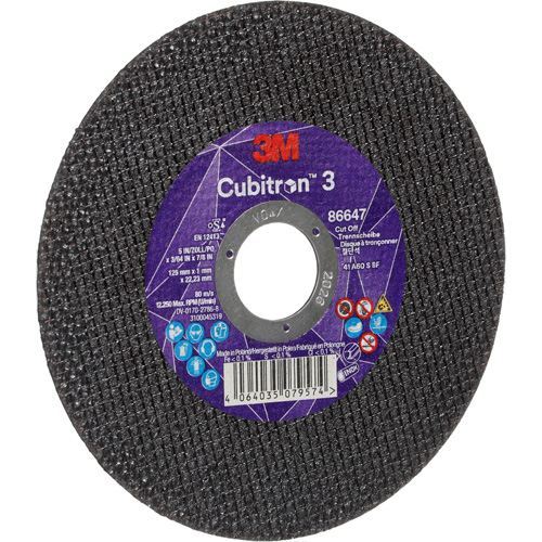 Cubitron 3 Cutting Disc, 5" x 9/32", 3/8" Arbor, Type 41 Meunier Outillage Industriel