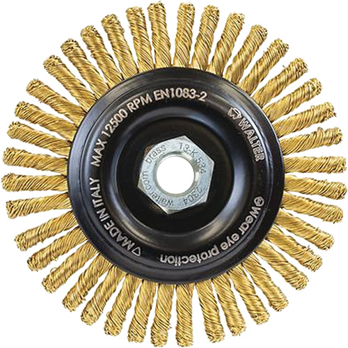Brosse m&eacute;tallique &agrave; touret sans cr&eacute;ation d'&eacute;tincelles, 5" dia. x 5/8"-11 arbre Meunier Outillage Industriel