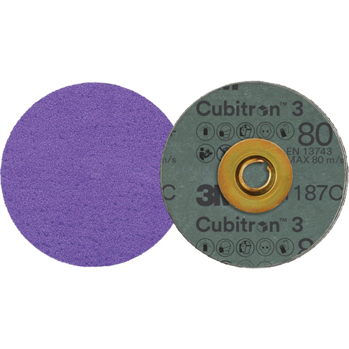 Disque en fibre Roloc Cubitron 3, 3" dia., Grain 80+, C&eacute;ramique Meunier Outillage Industriel