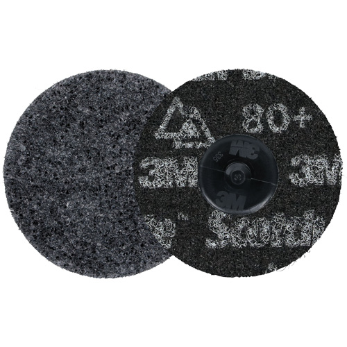 Meule robuste pour le conditionnement de pr&eacute;cision des surfaces Scotch-Brite Roloc, HD-DR, 3" dia., Grain 80+, C&eacute;ramique Meunier Outillage Industriel