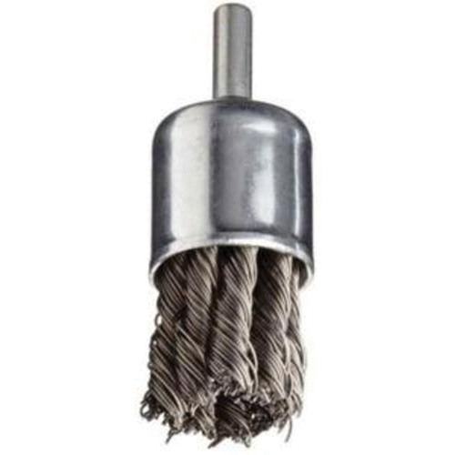 Brosse &agrave; fils nou&eacute;s avec moyeu, 1" dia. x 1/4" arbre Meunier Outillage Industriel