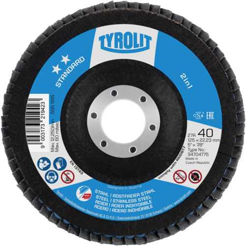 2-in-1 Flap Disc, 4-1/2" x 22.5 mm, Type 27A, 60 Grit, Ceramic Alumina Meunier Outillage Industriel