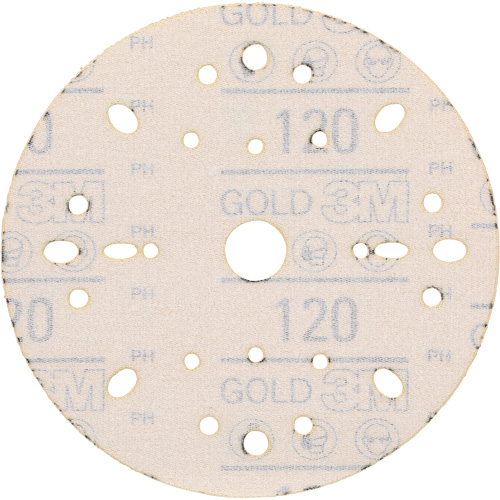 Hookit Gold Abrasive Disc, 6" Dia., 120 Grit, Aluminum Oxide, C-Weight Meunier Outillage Industriel