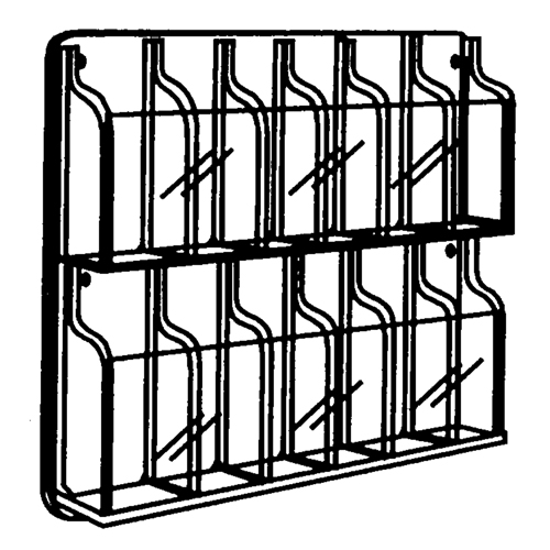 Literature Displays, Wall Mount, 9 Slots, Plastic, 30" W x 2" D x 36-7/8" H Meunier Outillage Industriel
