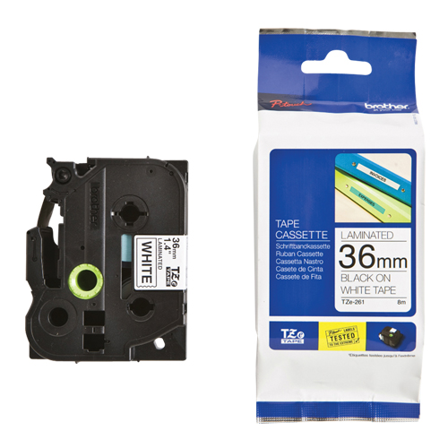 Tape Cartridge for P-touch&reg; Labeling System, 36 mm x 26-1/4', Black on White Meunier Outillage Industriel