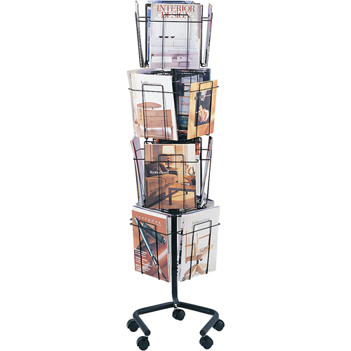 Literature Display Racks - Rotary Floor Displays, Rotating, 16 Slots, Wire Mesh, 15" W x 15" D x 60" H Meunier Outillage Industriel