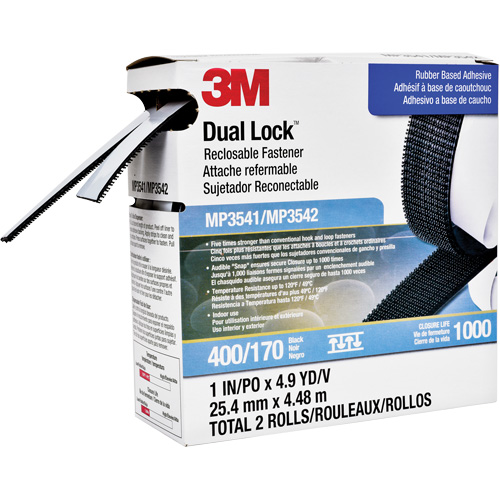 Dual Lock Reclosable Fastener, Self-Mating, 4.9 yds x 1", Adhesive, Black Meunier Outillage Industriel