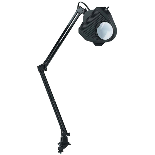 Lampe de travail avec loupe, 60 W, Fluorescent/Incandescente/DEL, Pince, Col 40", Noir Meunier Outillage Industriel