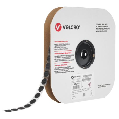 Velcoin&reg; Fastener, Loop, 3/4" Dia., Adhesive, Black Meunier Outillage Industriel