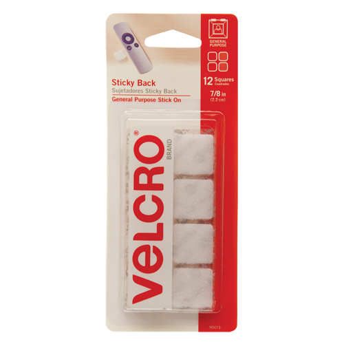 Fastener Squares, Hook & Loop, 7/8" Dia., Adhesive, White Meunier Outillage Industriel