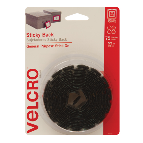 Attaches en jeton, Boucle et crochet, 5/8" dia., Adh&eacute;sif, Noir Meunier Outillage Industriel