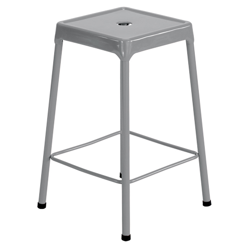 Counter Stool, Stationary, Fixed, 25", Steel Seat, Grey Meunier Outillage Industriel