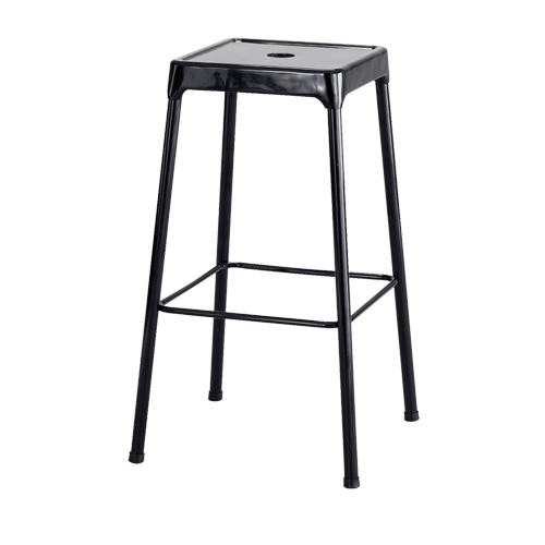 Bistro Stool, Stationary, Fixed, 29", Steel Seat, Black Meunier Outillage Industriel